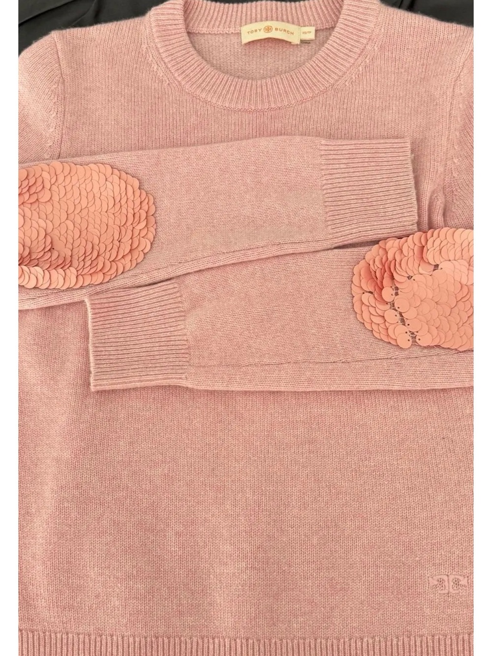 Tory Burch Sweater with Sequin Elbow Patches
100% cashmere